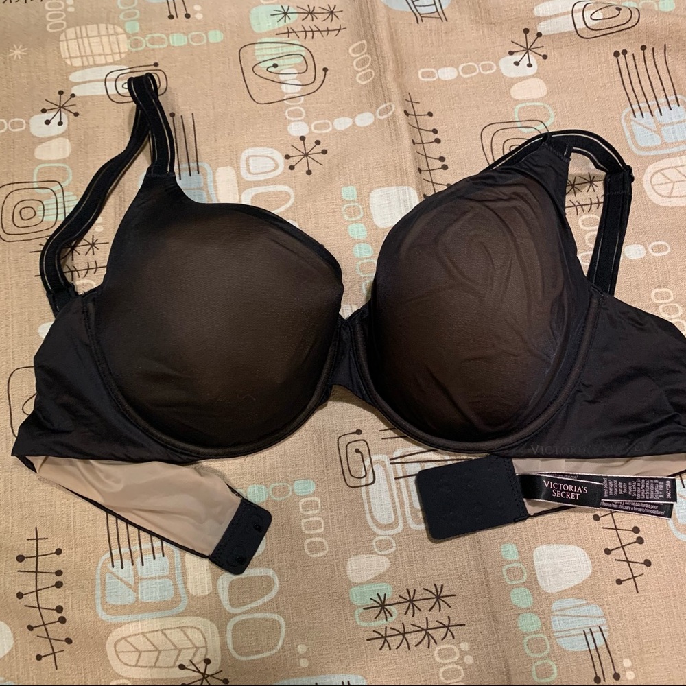 Black sheer with nude lining, underwire bra